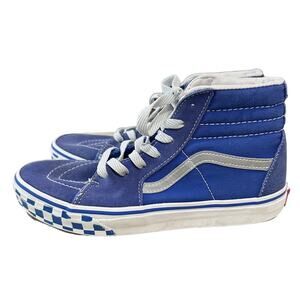 Vans Kids Reflective Sidestripe Sk8-Hi Checkerboard/Dazzling Blue juniors size 6